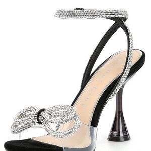 Gianni Bini Black and Silver Bow Heels